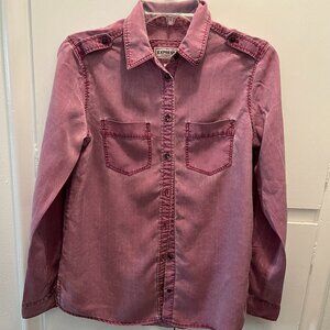 Express Boyfriend Pink Casual Distressed Button Down Shirt XS